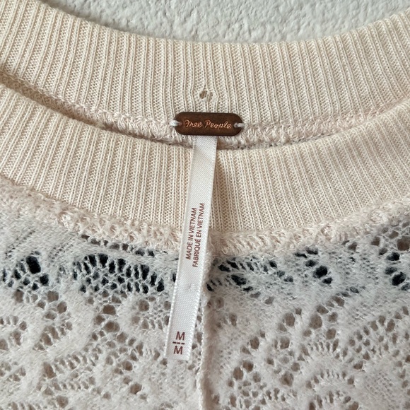 Free People Coffee In The Morning Tunic Crochet Knit Top Chamoix Medium Boho - Picture 5 of 15